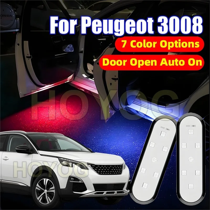 Fit for Peugeot 3008 2016-2024 USB Rechargeable LED Car Door Warning Light with Automatic On/Off for Door-Opening Alerts