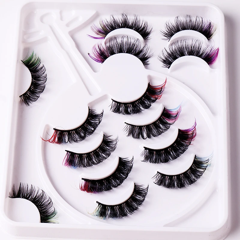 7 Pairs/Tray Russian LD curl Two kind of color Natural dense stage magnify charming full strip eyelashes with customized