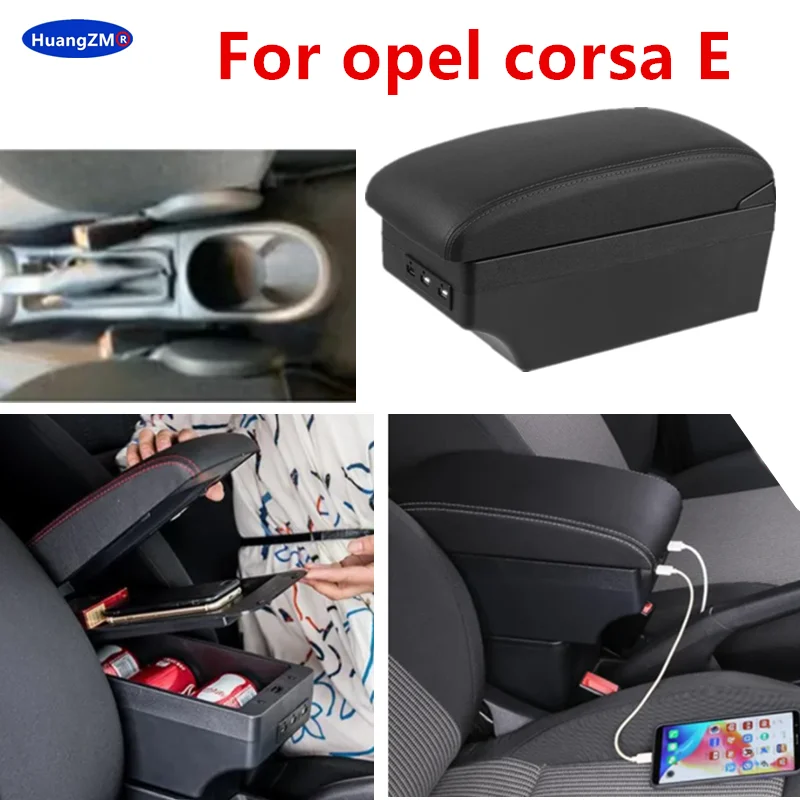 Für Opel Corsa E 2014-2020 Armlehnenbox für Opel Corsa E Auto-Armlehnenbox Aufbewahrungsbox Innenraum-Spezial-Nachrüstung Auto-Zubehör