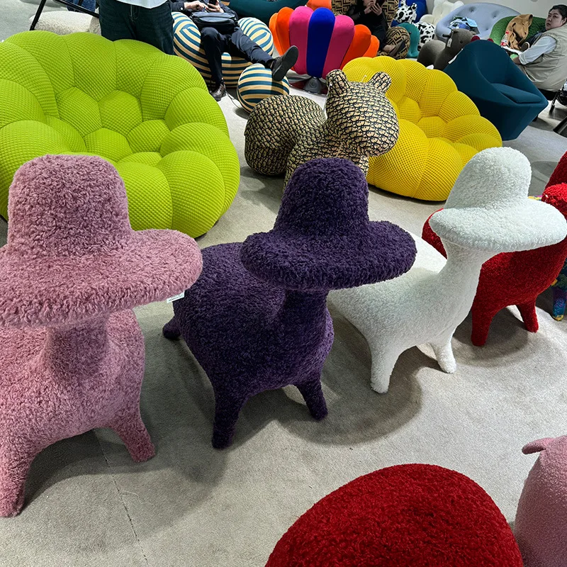 Living Room Modern Creative Net Celebrity Sofa Single Chair Pony Lamb Chair Children's Bedroom Leisure Animal Stool