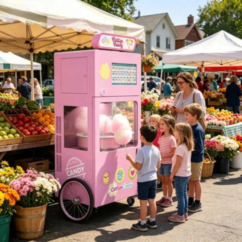 High Quality Cotton Candy Vending Robot Candy Floss Maker Fairy Floss Machine Commercial Sugar Spinner Shop Bakery