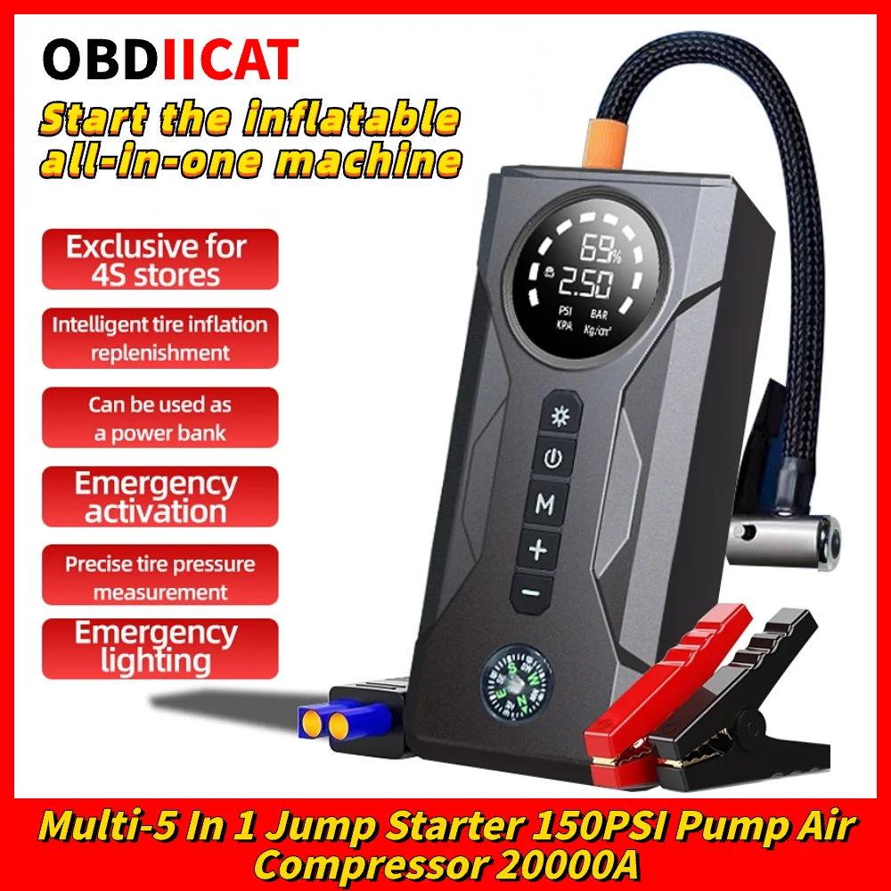 

Multi-5in1 Function Car Jump Starter OBDIICAT-S6 Auto Emergency Power Bank 2000A Peak Current For Diesel 3.0L / Gasoline 6.0L