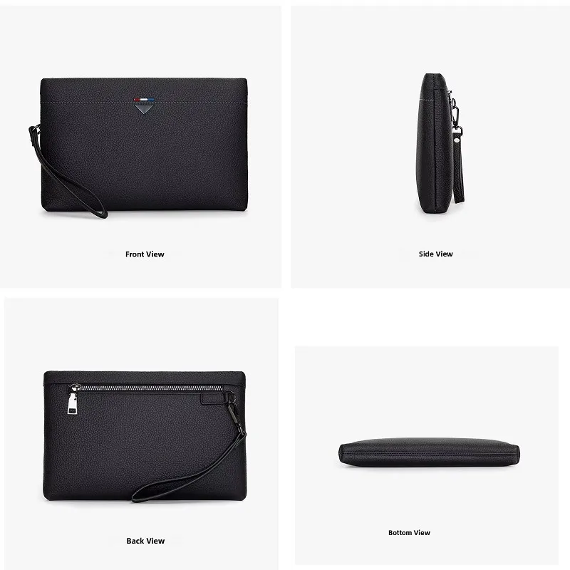 Men's Premium Top Layer Cowhide Clutch Bag Business Envelope Handheld Phone Bags Multi Functional Daily Large Capacity