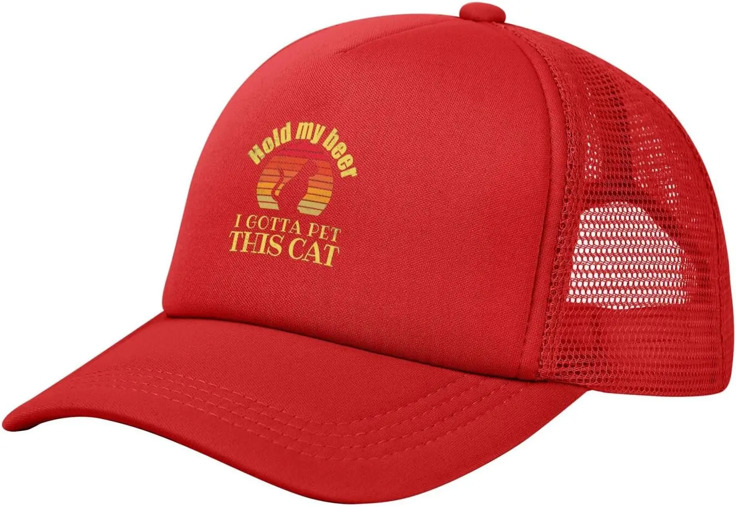 Hold My Drink I Gottas Pet This Cat Hat Adjustable Funny Fashion Adult Mesh Baseball Cap for Men Women gsds