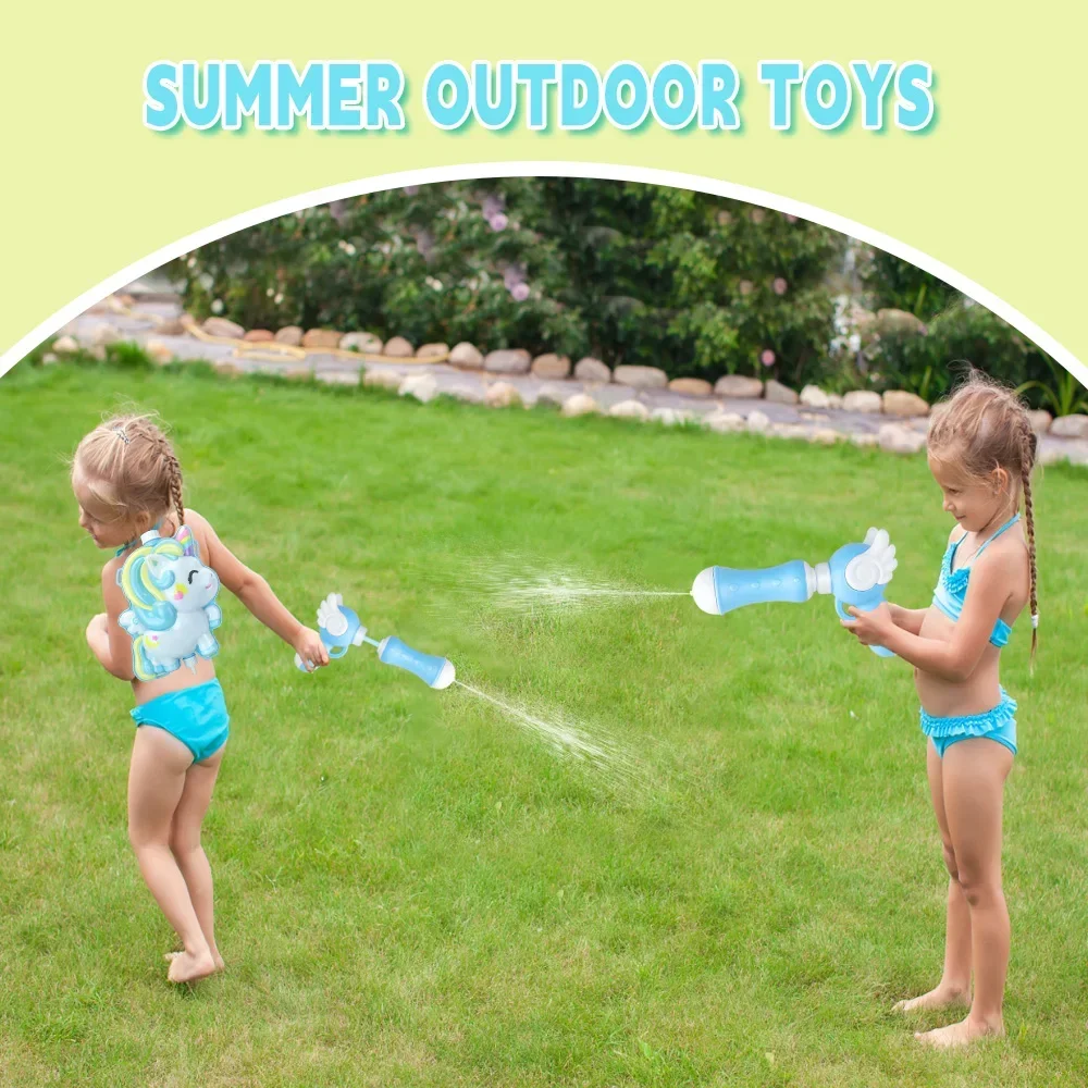 Zaino per bambini Pistola ad acqua Tipo di trazione Conservazione di grande capacità Estate Divertente Genitore Zaino interattivo per cartoni animati Pistola ad acqua