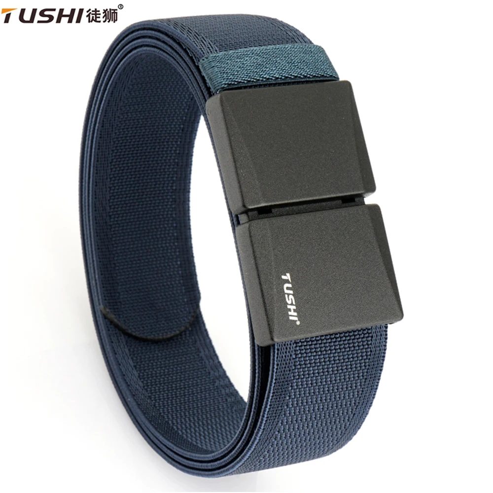 חגורת אלסטית TUSHI לגברים עם אבזם מגנטי, אבזם שחרור מהיר מתכתי, חגורת טיולים אוניברסלית, חגורת טקטית צבאית מתיחה