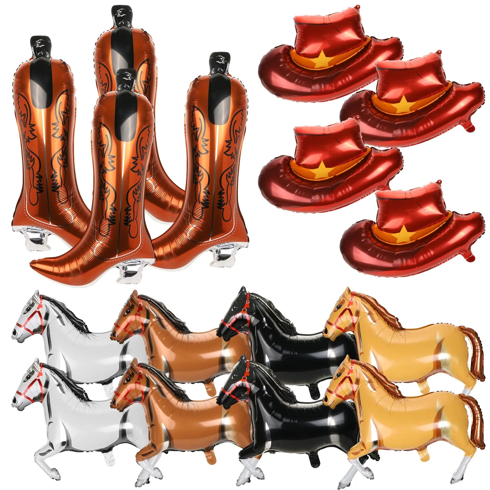 2Pcs Western Cowboy Boot Hat Horse Balloons Cowgirl Bachelorette Party Supplies Country Theme Gender Reveal Rodeo Birthday Decor