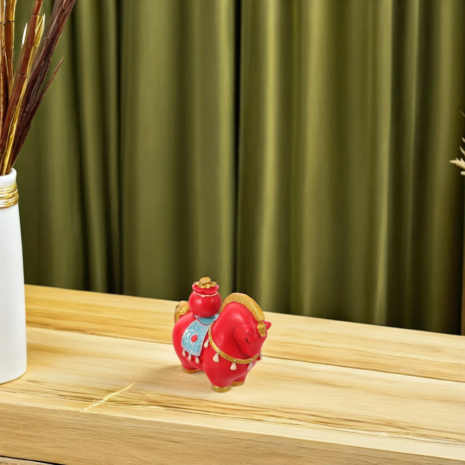 

Standing Resin Chinese New Year Horse Sculpture Decorative Ornament for Home Office Chinese Horse Decoration Living
