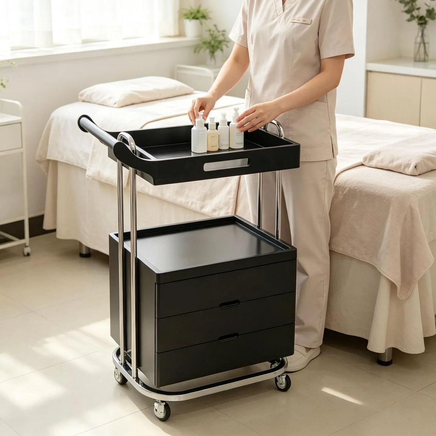salon Multifunctional trolley, beauty 2026 new model, large-capacity, multi-layer drawer, mobile storage cart for beauty tools