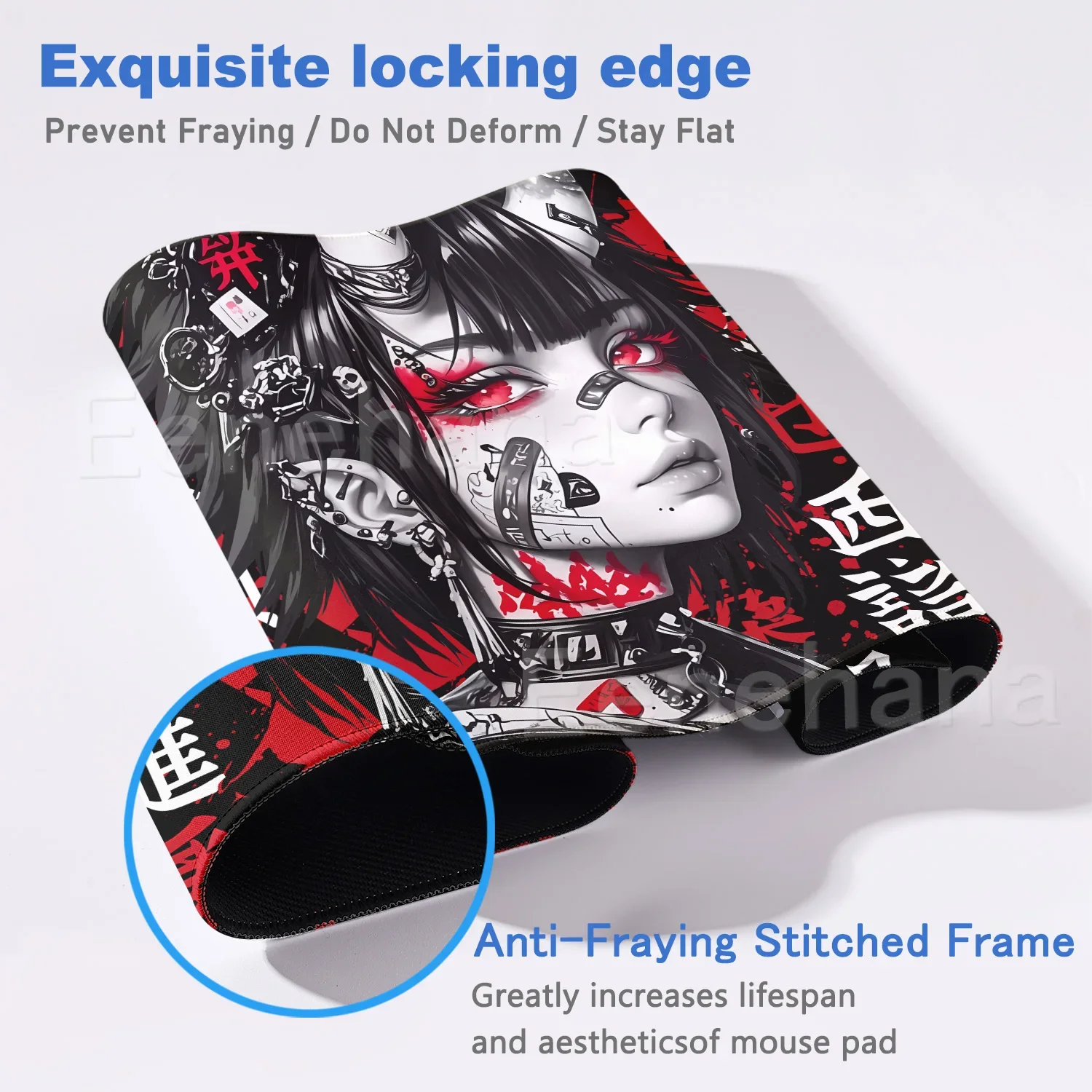 HD Black Mask Girl Mouse Pads Gaming Accessories Chinese Characters Office Punk Handsome Large Gamer Keyboard Non-slip Desk Mats