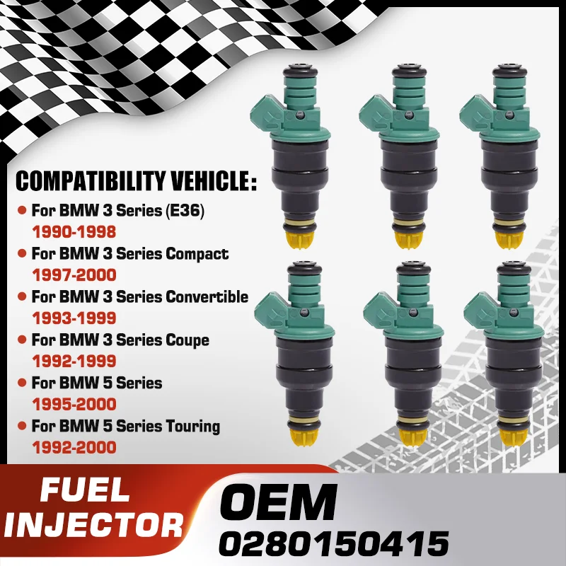 

Car Fuel Injectors For BMW 3 Series E36 BMW 3 Series Coupe E36 BMW 3 Series Touring E36 BMW 5 Series E34 E39 0280150415 155-0334
