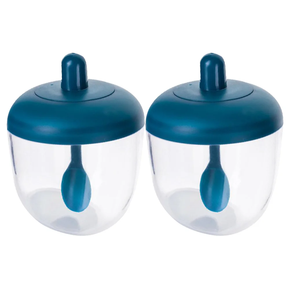 

2pcs Glass Seasoning Storage Box Condiment Organizer For Salt Peppers Spices Oil Vinegar Cooking Dining Restaurant