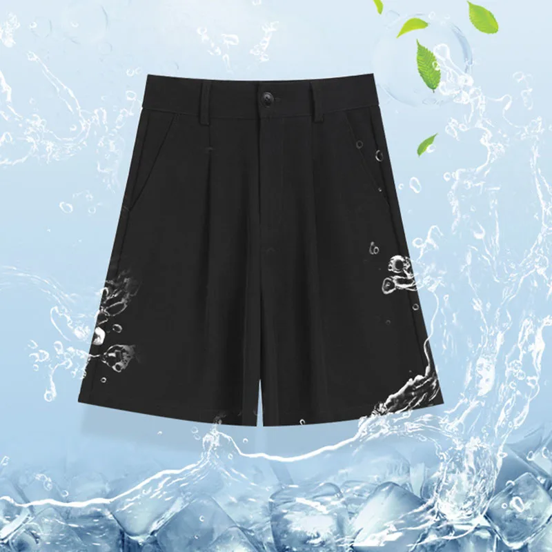 Korean Style Office Lady Suit Shorts 2025 Summer Loose High Waisted Wide Leg Shorts Woman Solid Casual Baggy Knee-Length Pants