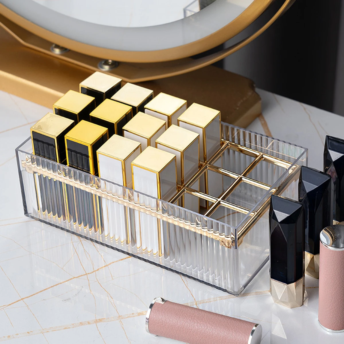 Detachable Desktop Lipstick Transparent Multi Cell Cosmetic Shelf