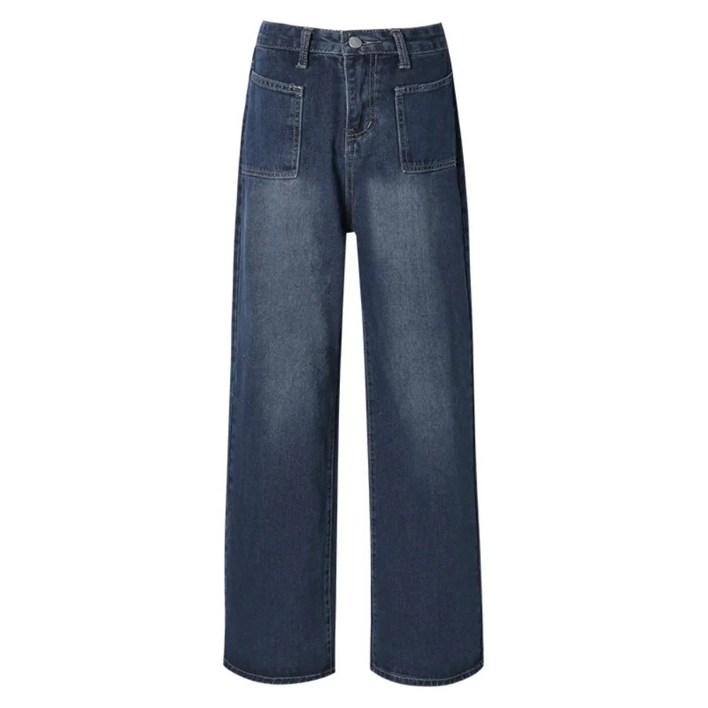 Korean Baggy Denim Jeans Wide Leg Retro Jeans Women Y2k Straight Leg Ins Style High Waist Pants Party