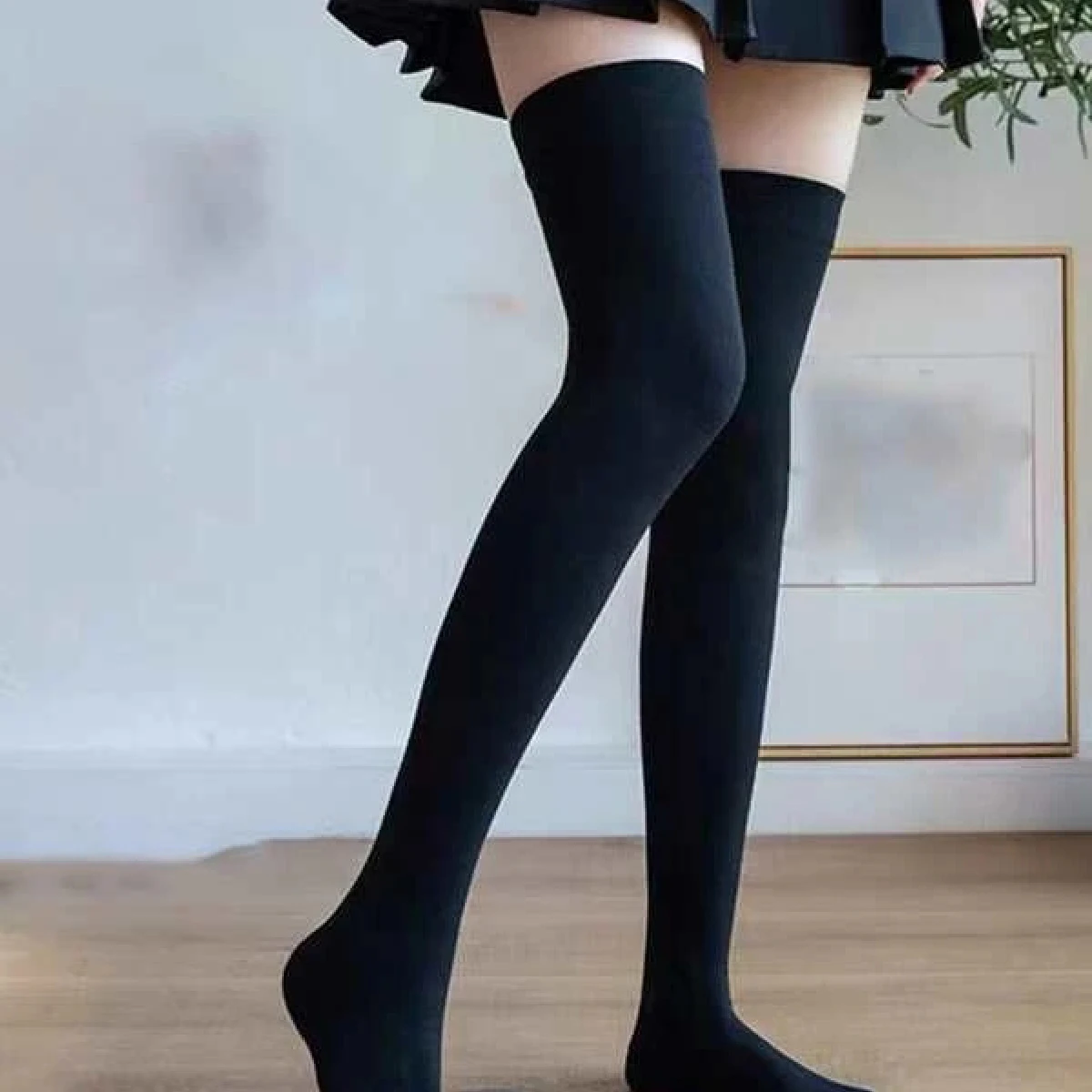 1 pair of pure color velvet knee sexy thin with thigh socks