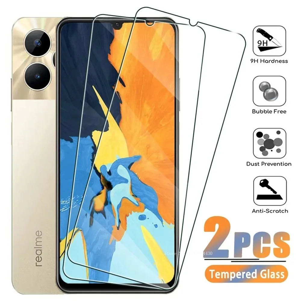 2Pcs Tempered Glass for Realme C55 C35 C33 C31 C25 C21 C17 C15 C12 C11 C67 4G 5G Screen Protector Film on Realme C30 C20 C3 C2 S