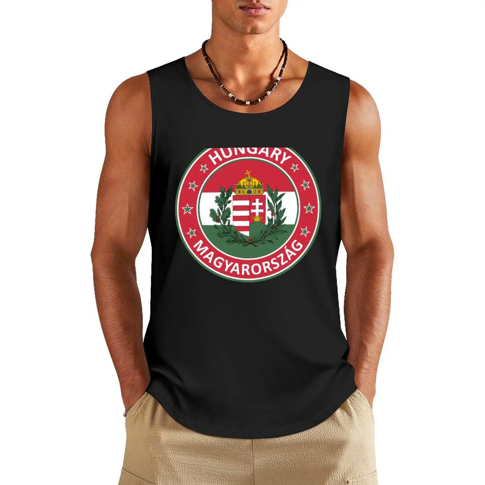 

Hungary Magyarorszag design with Flag of Hungary and Coat of Arms Tank Top male top T-shirts men