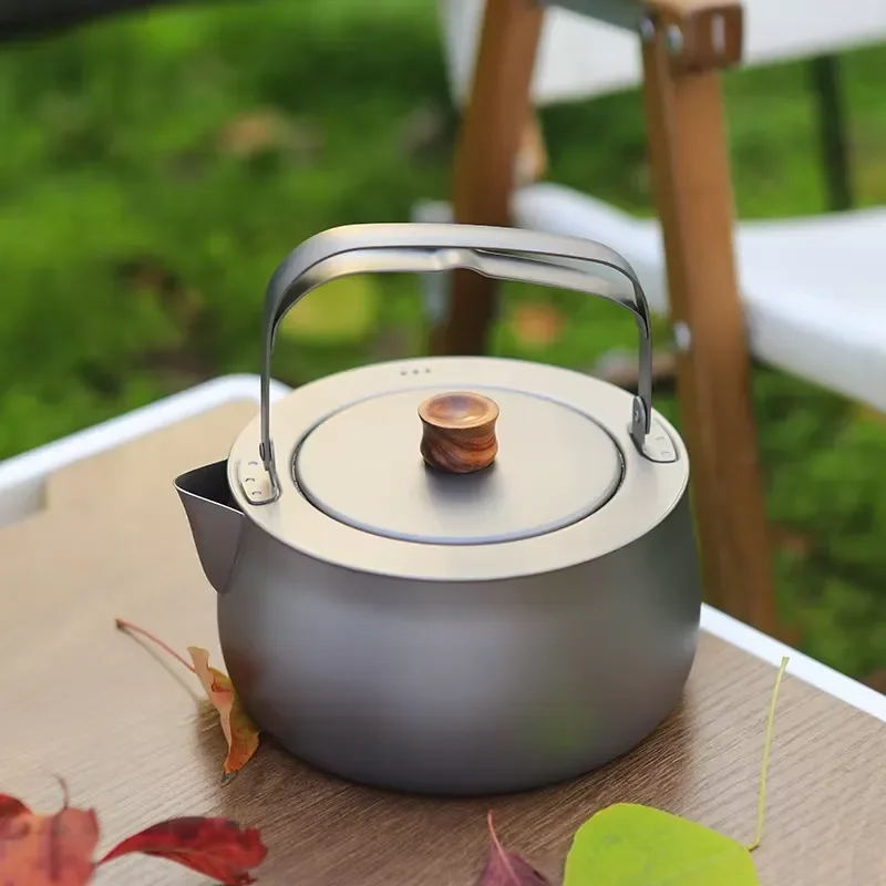 Outdoor pure titanium kettle picnic camping portable teapot tea set boiling water cooker