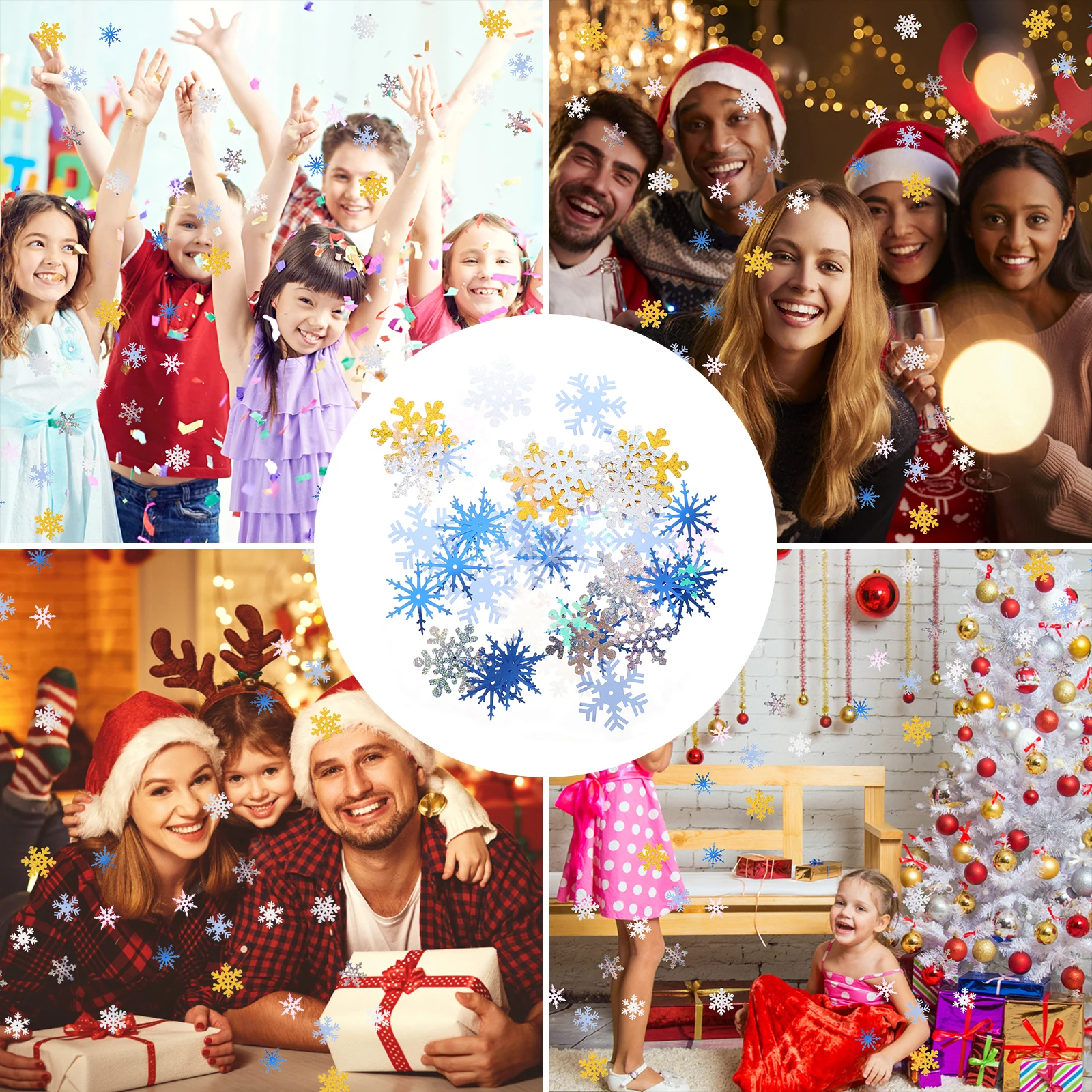 

Snowflake Confetti Winter Decor Tree Decoration Decorate Plastic Table Decorations Hanging Snowflakes