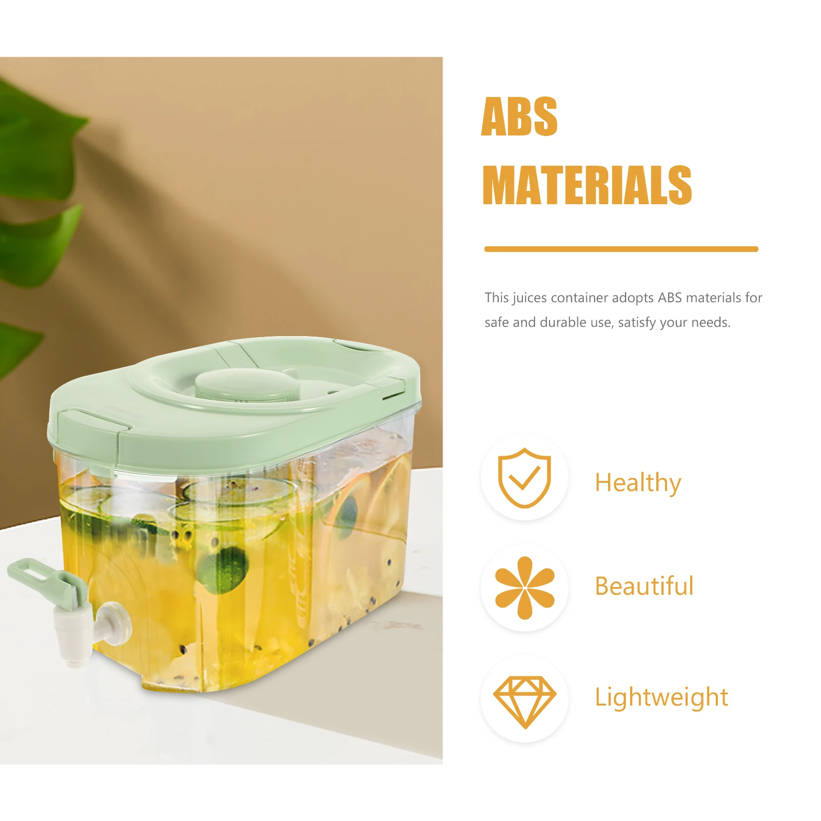 

Large Capacity Refrigerator Water Pitcher Shallow Green Square Juices Container ABS Party Supply Beverage Dispenser Spigot Cold