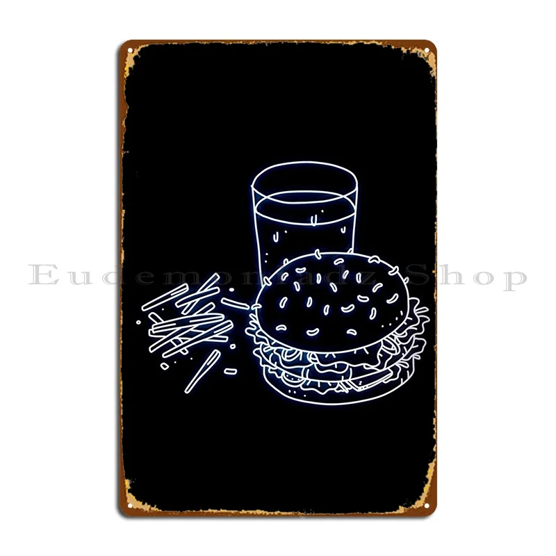 Burger Neon Metal Signs Wall Decor Wall Decor Living Room Design Garage Tin Sign Poster