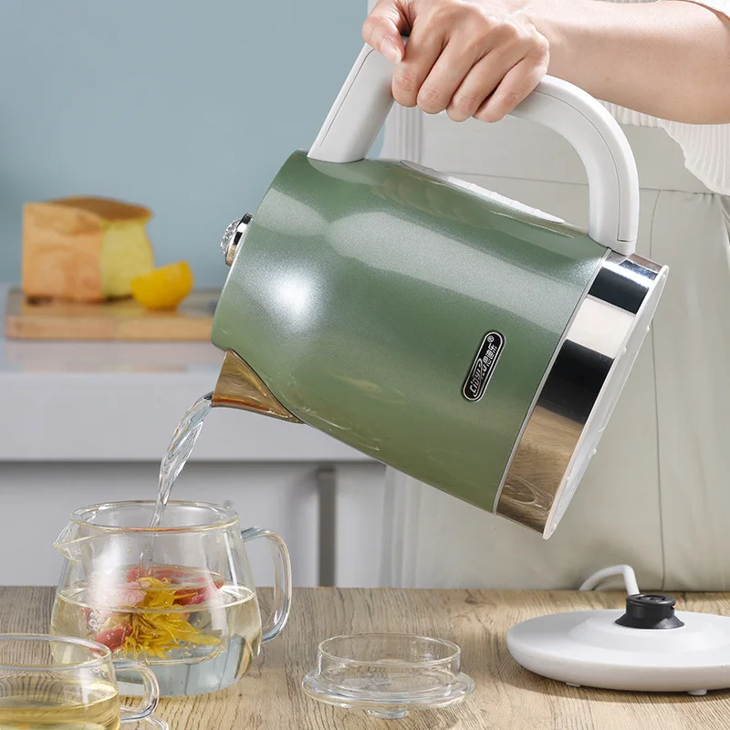 غلاية كهربائية 220 فولت 1.7L 304 غلاية غليان من الفولاذ المقاوم للصدأ إيقاف تشغيل تلقائي للتحكم في درجة الحرارة إبريق شاي غلاية دافئة 1800 وات