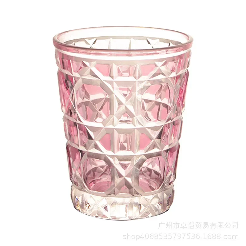 Vintage relief colored glass water cup high-end crystal cup