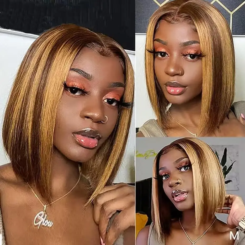 13x6 Lace Front Bob Wigs 4/27 Honey Blonde Straight Short Bob Wig Bob Wig Human Hair 12 Inch Bob Lace Front Wigs Human Hair