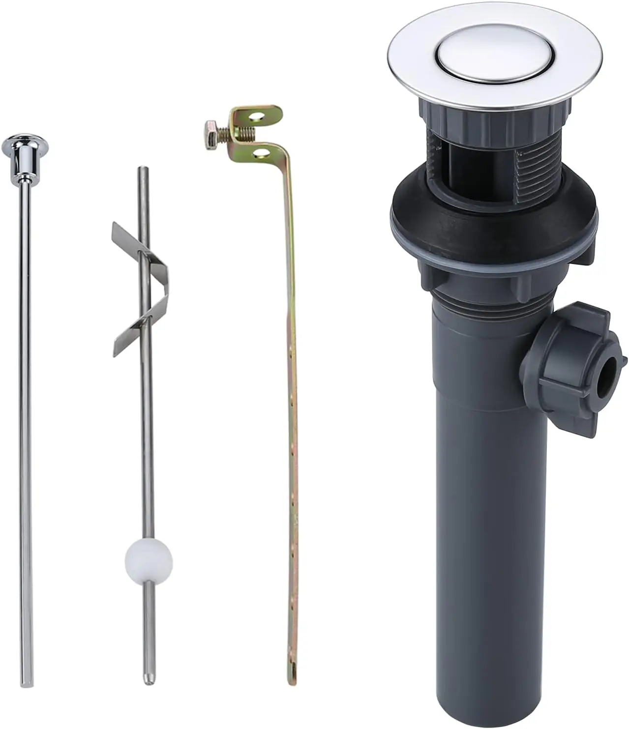 

Bathroom Sink Drain with Lift Rod, Chrome Stopper for Vessel Sink, Easy Install
