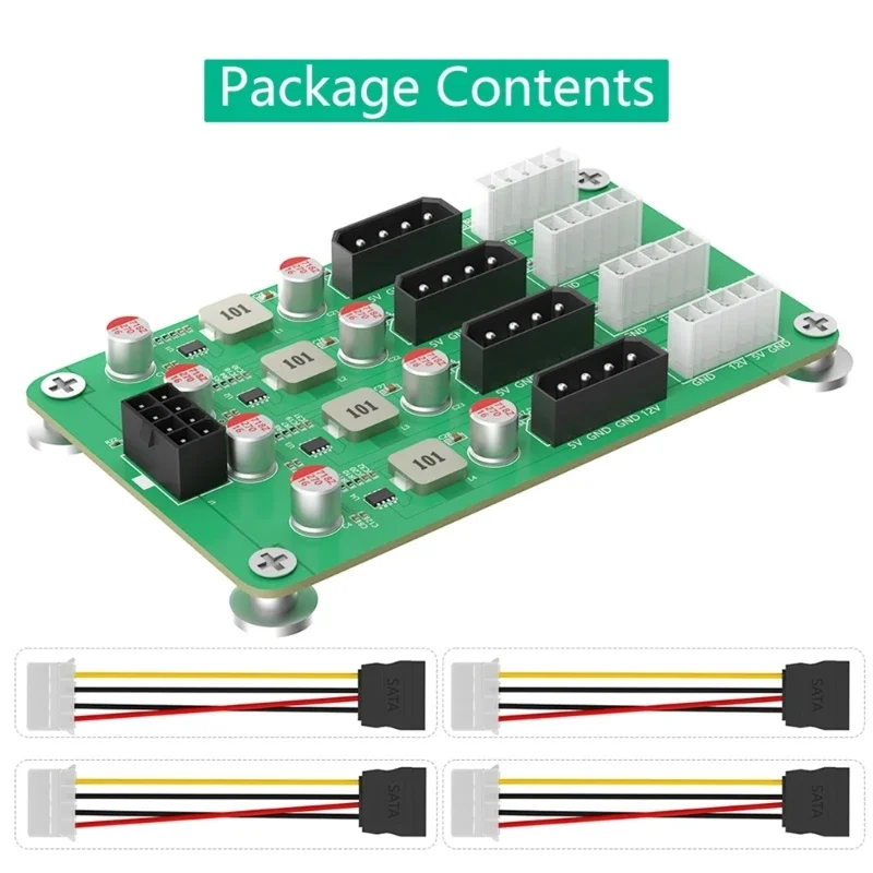 NEW 6/8Pin 12V to 5/12V 4x 4PIN and 4x 5PIN Power Supply Breakouts Board Module Adapter for 2.5/3.5