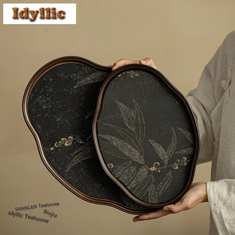 

Бамбуковый поднос для чая в китайском стиле в стиле ретро, послеобеденный чай, десертная тарелка, доска для хранения кофе, изоляционная подставка для чайника, посуда для сервировки