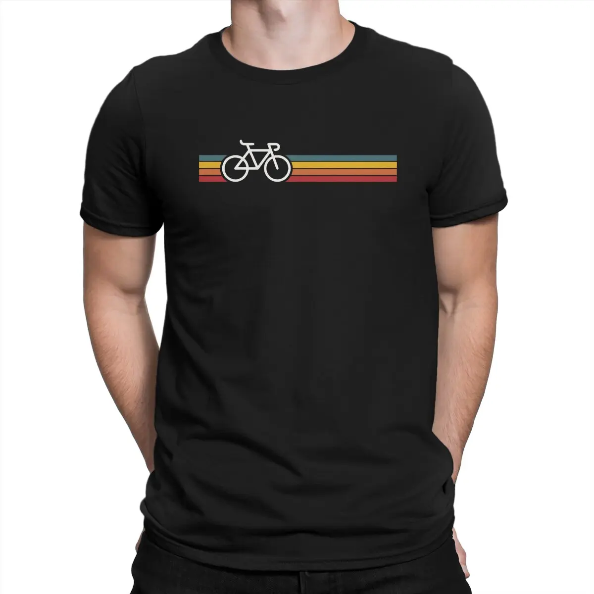 Mtb Mountain Bike Cycling Cycling Bicycle With Vintage Stripes T Shirt Goth Men's Tees Summer Cotton Clothing Harajuku O-Neck