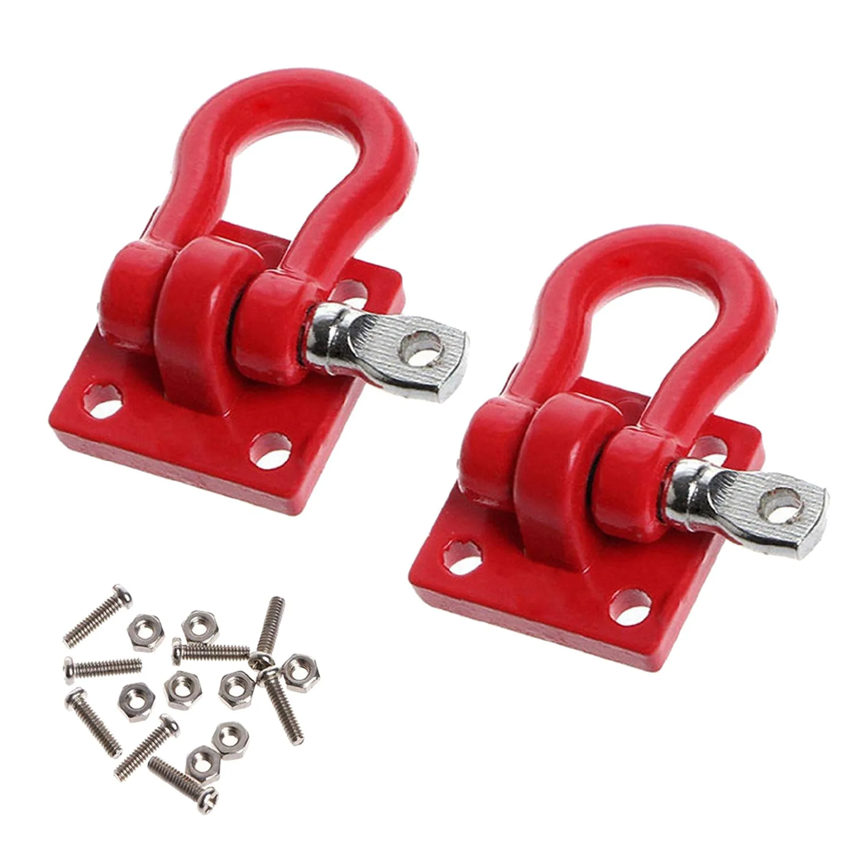 YSUN-20X Metal Climbing Trailer Tow Hook Hooks Buckle, Winch Shackles Accessory For 1/10 Scale RC Crawler Truck D90 SCX10 Red