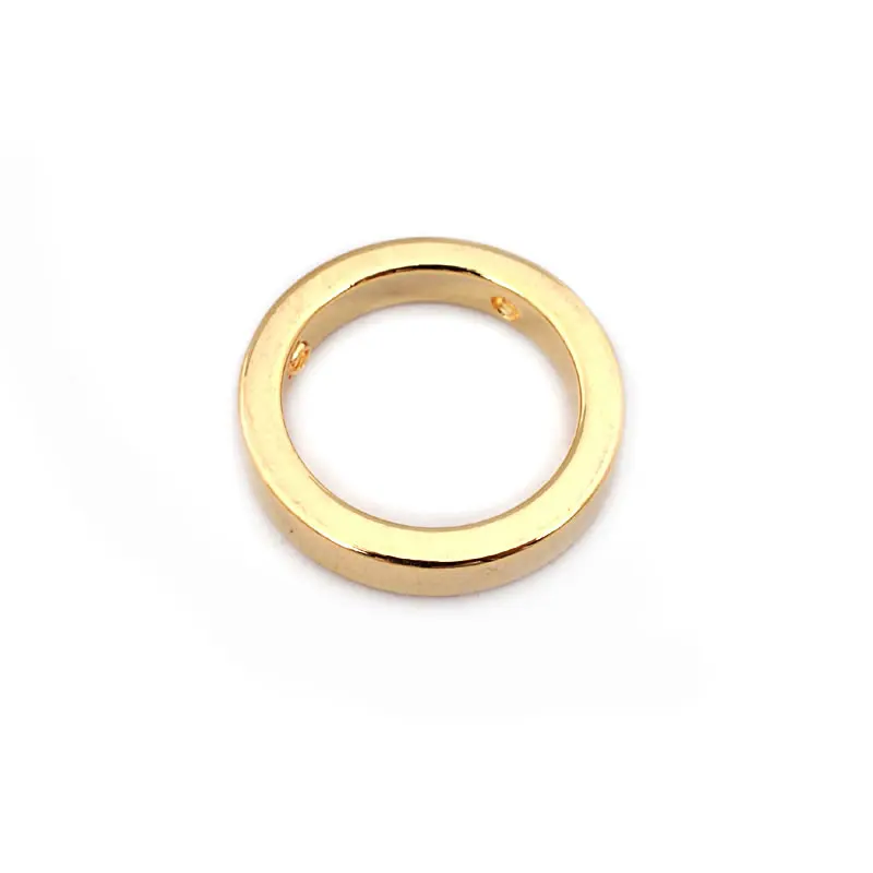 10PCS 16MM 24K Gold Color Brass 2 Holes Round Circle Closed Connect Rings Diy Jewelry Making Supplies Findings Accessories