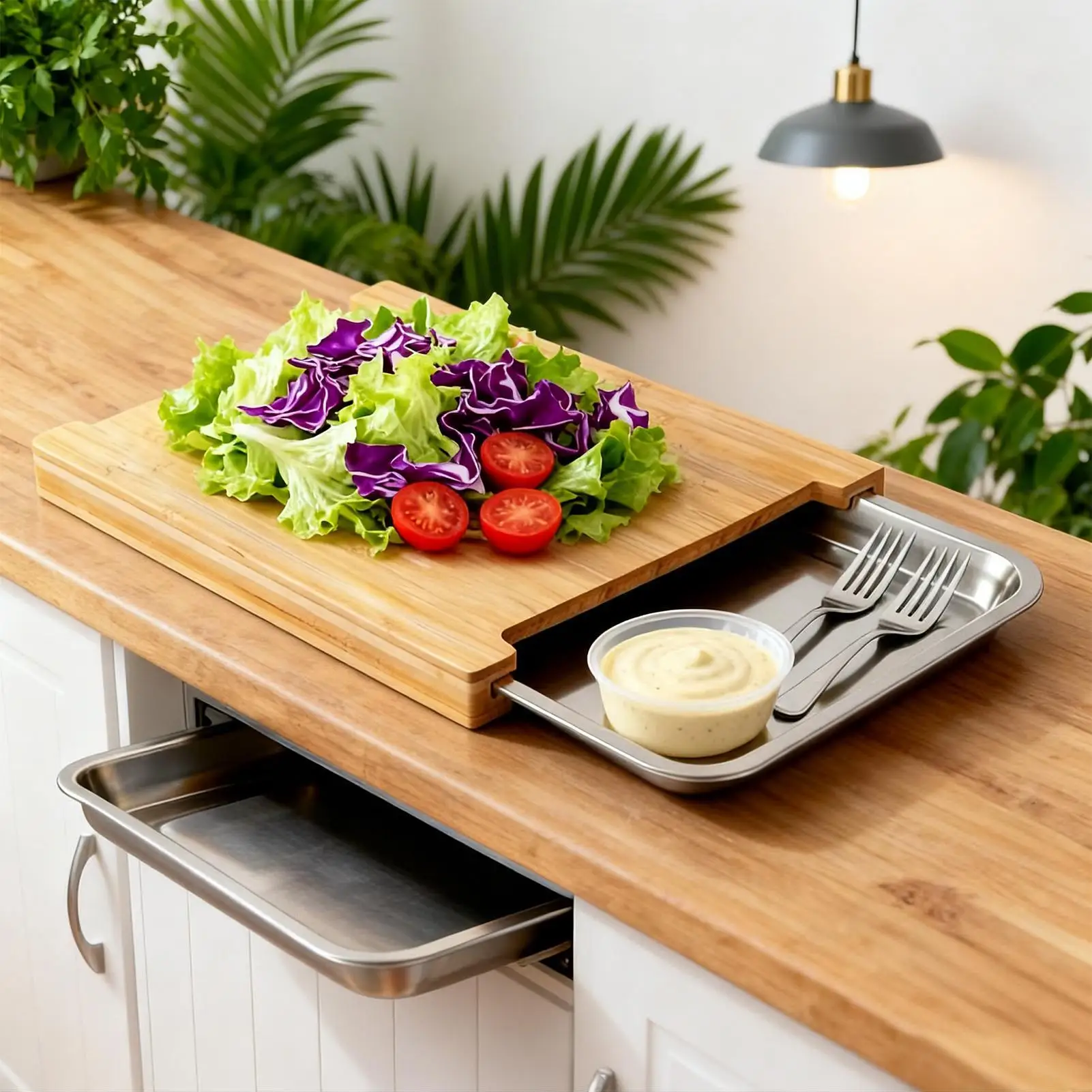Cutting Board Non-Slip Food Prep Chopping Serving Gadget Wood Cutting Board for Meat Steak Veggie Meal Food Restaurant Catering