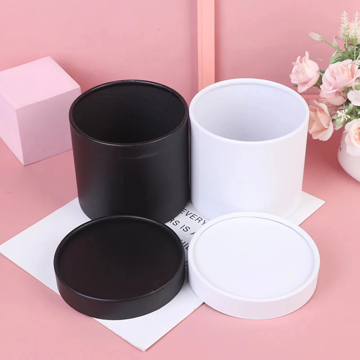 Round Flower Paper Box, Bucket Gift Packaging Party Cardboard Durável Reciclável Eco-Friendly Armazenamento e Decoração Para Casa