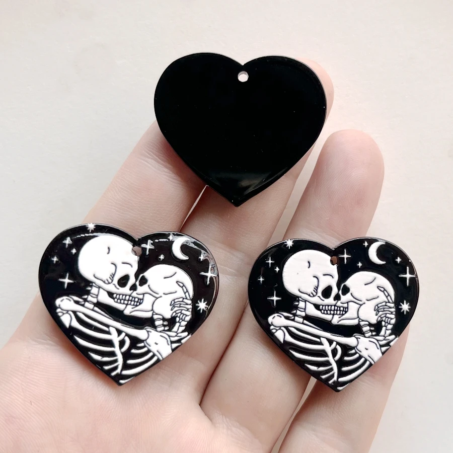 New fashion 36mm Love Skull resin flat back decoration diy jewelry earrings charm decorative accessories 10pcs/lot