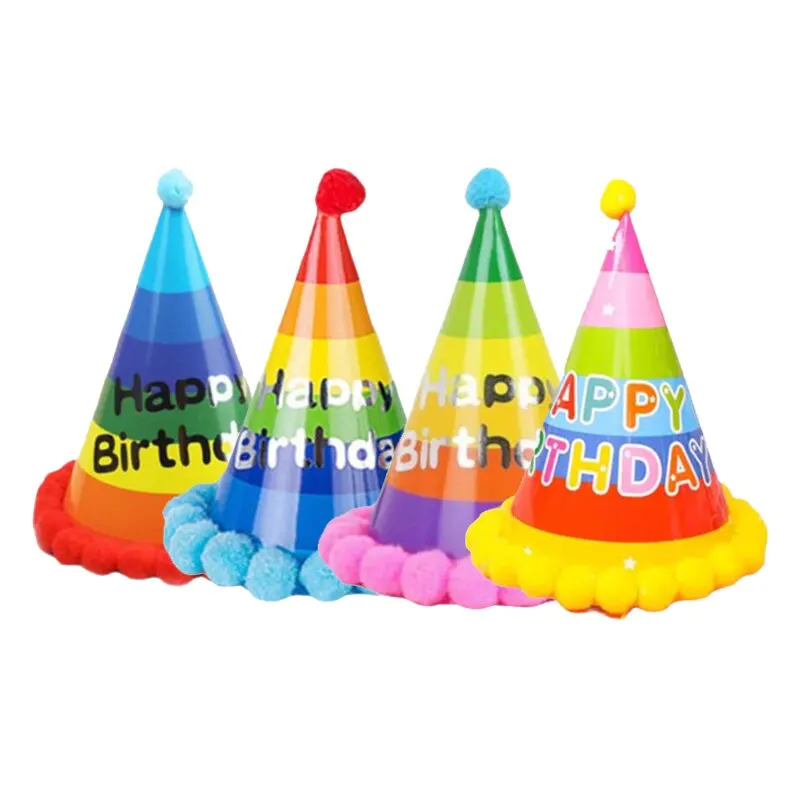 5 pezzi cappello di compleanno goccia di pioggia zucchero filato colore casuale decorazioni per feste di compleanno per bambini cappello colorato