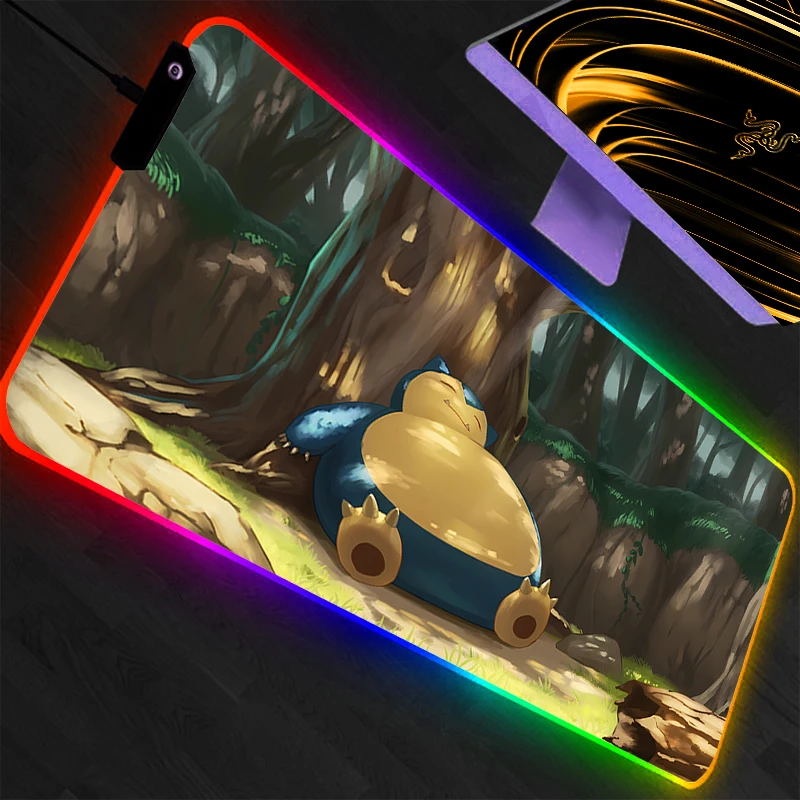 RGB Mouse Pad Pokemon Pikachu Lockedge Backlight Gaming Accessories Computer Gamer Keyboard LED Mouse Mat Desk Mousepad