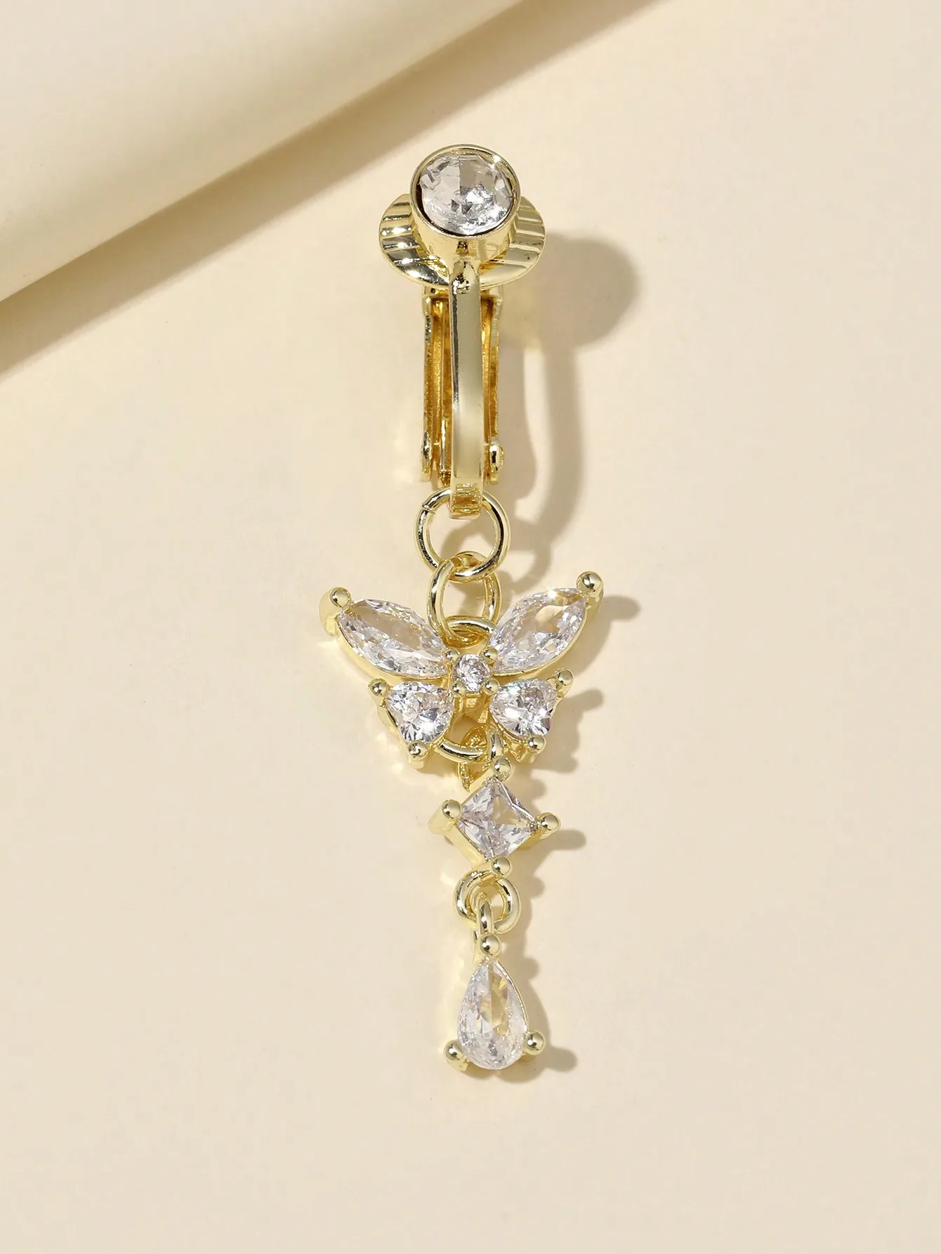 

1Pc Fake Belly Ring Butterfly Not Real Piercing Clip On The Navel For Woman Gift