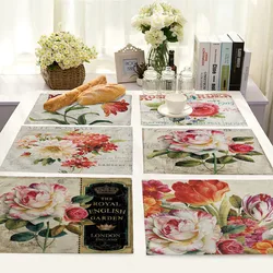 Vintage Flower Print Placemats Table mat Placemat Drink Coaster Hot pad Coasters For Dining Glasse Individual Kitchen Accessorie