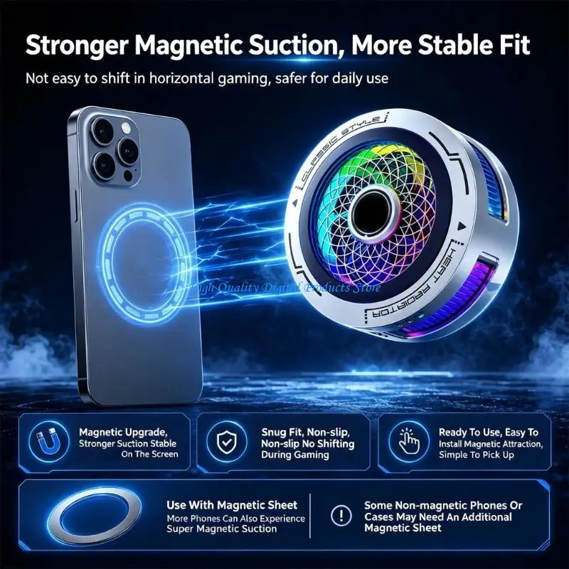U2JE Multicolor Phone Cooling Fan with Attachment and Back Clip, Semiconductor Design for Recording and Play
