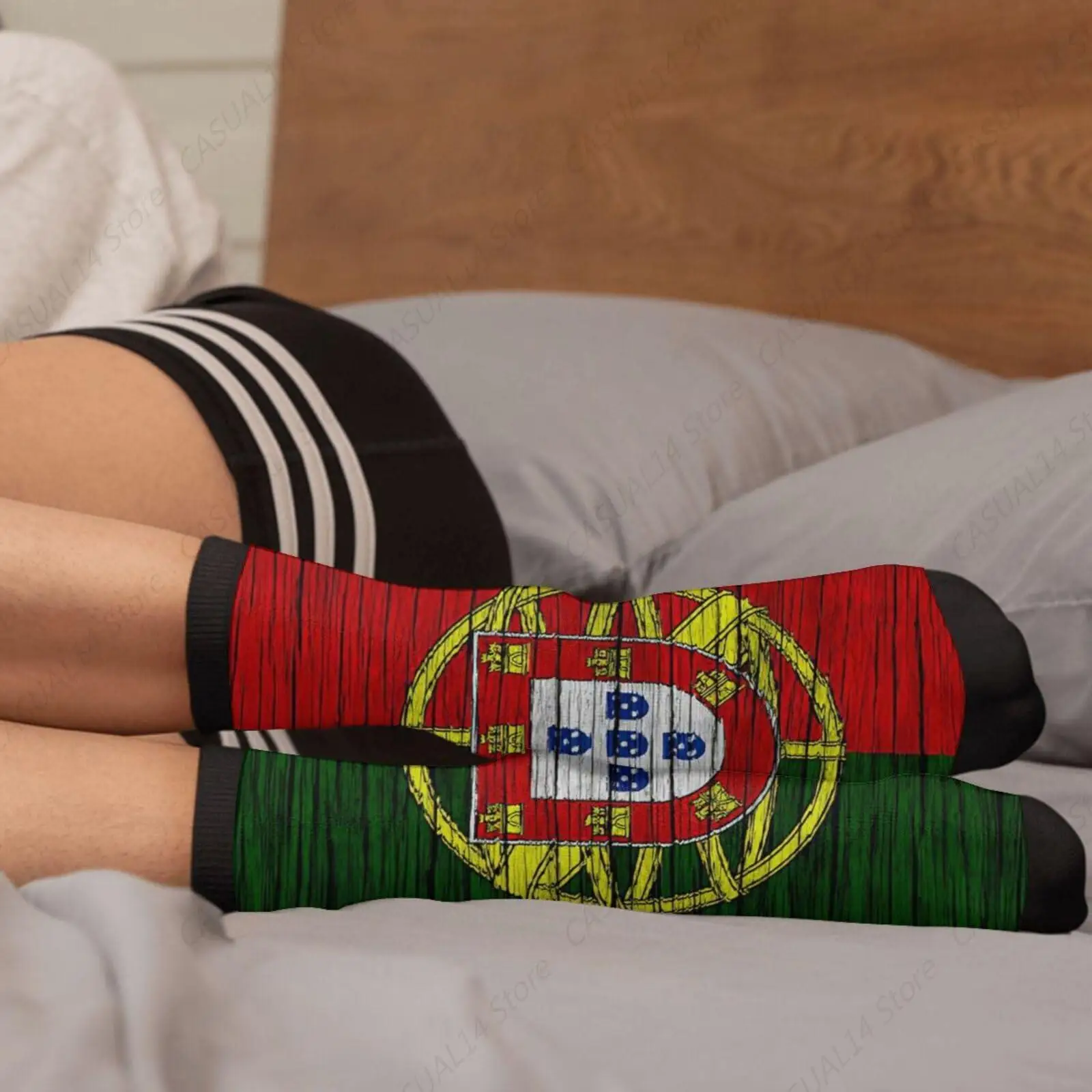 البرتغال البرتغالية العلم الجدة متعة طاقم الجوارب أزياء مريحة الرجال والنساء مجنون اللباس الجوارب