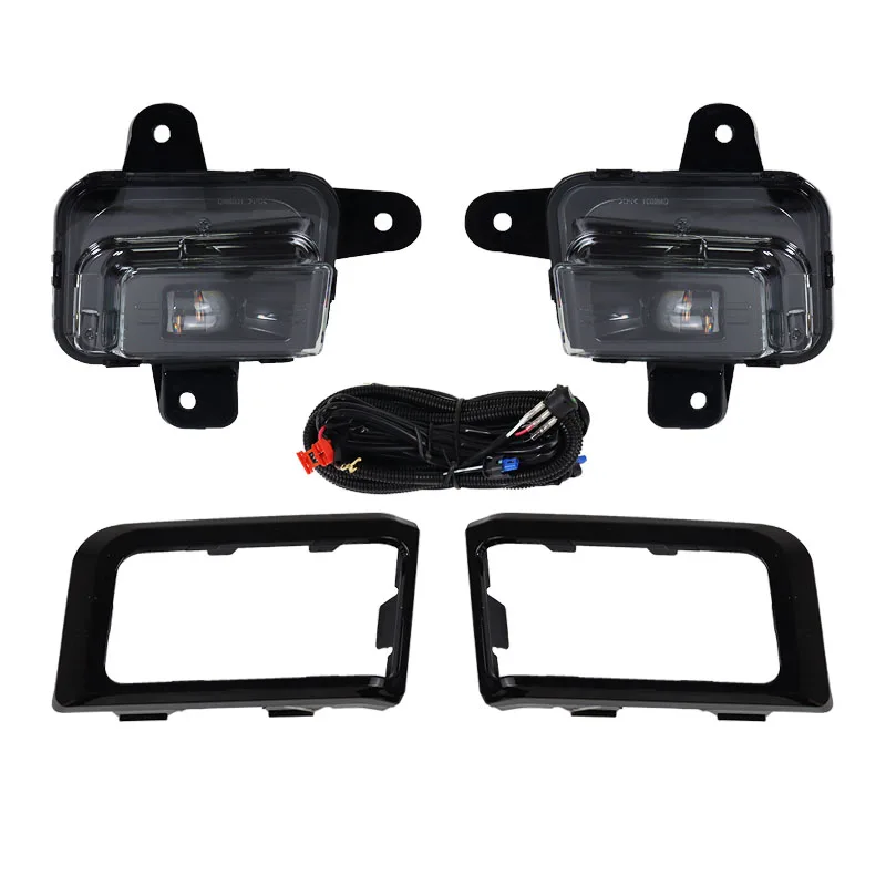 1 Set LED Front Fog Light Fog Lamps Wiring Headlights Foglights Cover Frame Kit Accessories For GMC Sierra 1500 2022 2023 2024