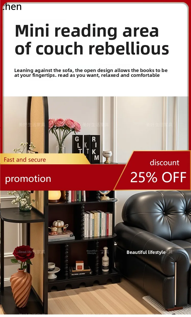 

ZML Solid Wood Half-Wall Floor-Standing Combination Bookshelf Sofa Storage Side Cabinet Display Cabinet