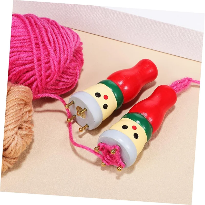 HGHO DIY Doll Weaving Kit - Fun 4 Pcs Wooden Knitting Dolls Tools For Random Weaving Projects