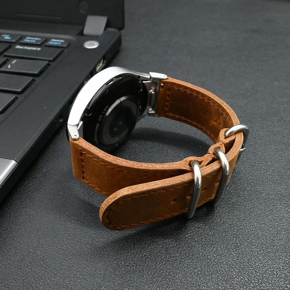 Pulseira de Couro Quick Fit para Samsung Galaxy Watch, Sem Lacunas, Pulseira Clássica, 42, 47mm, 46, 43mm, 6, 5, 4, 40mm, 44mm, 5 Pro, 45 milímetros