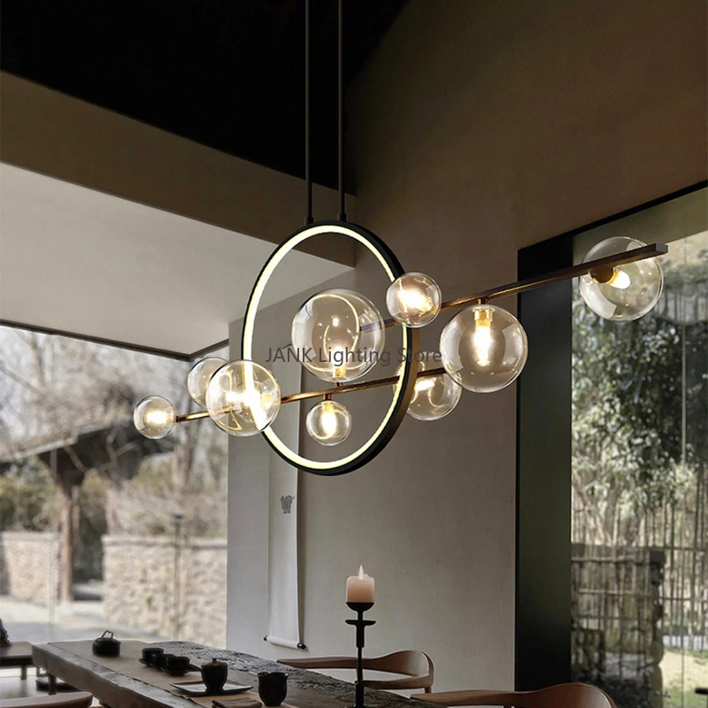 Imagem -05 - Post Modern Glass Strip Bubble Chandelier Criativo Luzes Pingente Led Decor Luminária Magic Bean Restaurante Sala de Estar Novo tipo