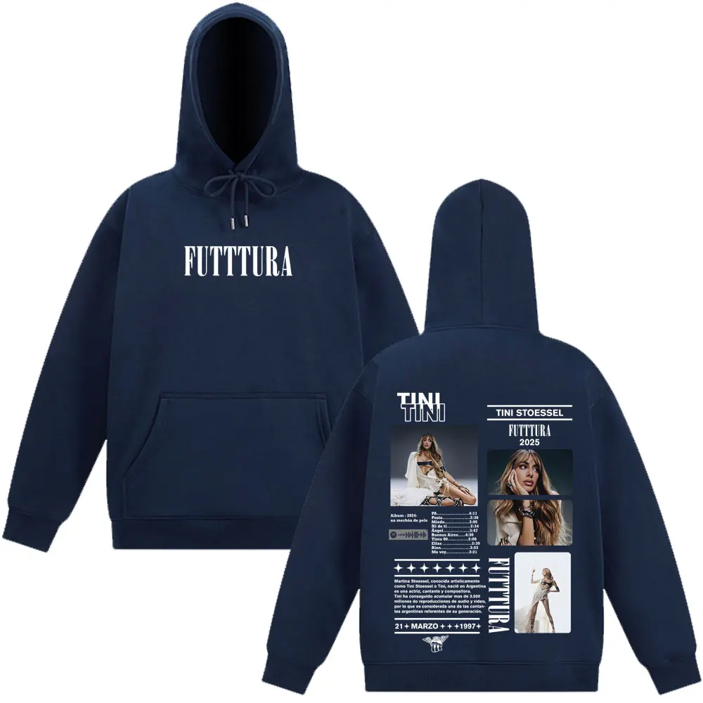 المغني TINI STOESSEL 2025 جولة موضة طباعة هوديي الرجال النساء خمر بلوزات بقلنسوة عادية بأكمام طويلة الراحة البلوز #5